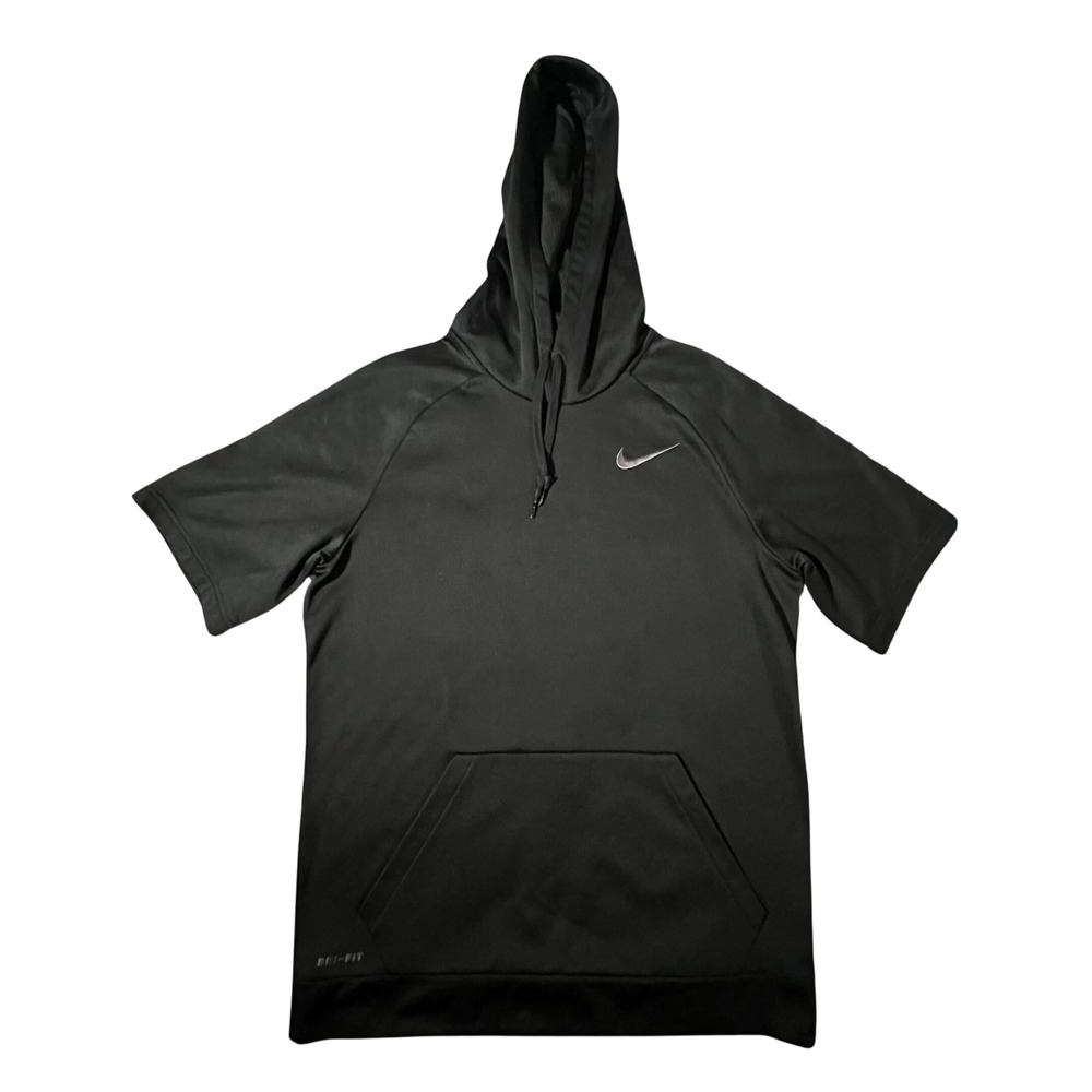 Nike Dri-FIT Hoodie Mens M Black Short Sleeve Training Pullover 836093-010